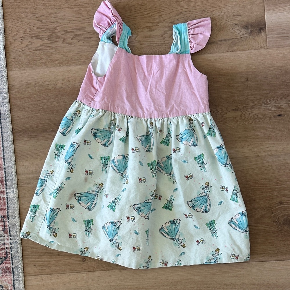 Pink and Cream Kids Dress with Blue Accents